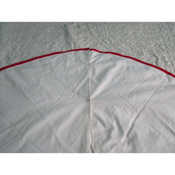 Vintage Anns Christmas Tree Skirt Santa Cat Applique Design Cotton GUC Faded - Picture 9 of 16